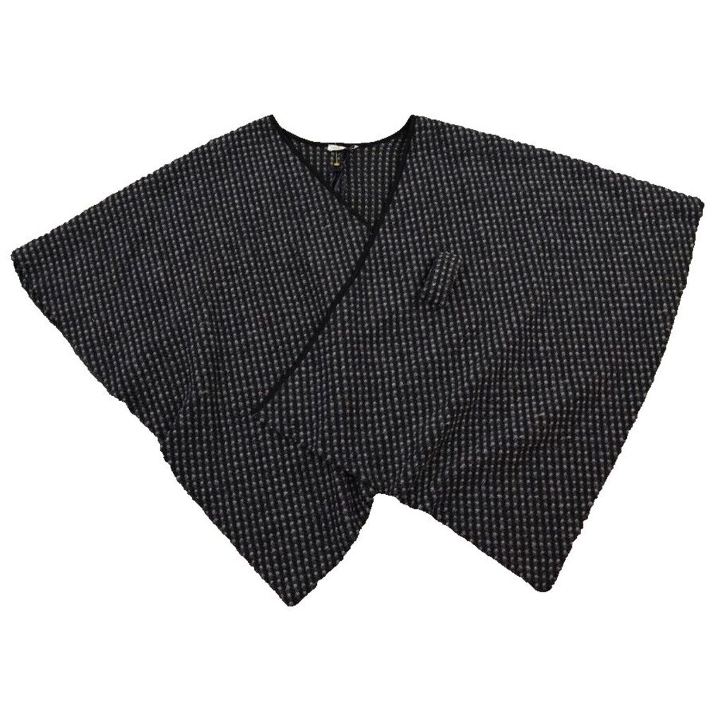 Tempo Paris‎ Sweater Womens S/M Blue Grey Wrap Poncho Cape 80% Wool CottageCore